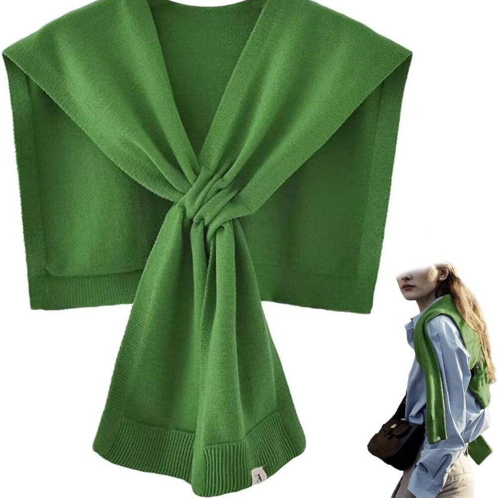 Women's Knit Shawl Khaki Cotton Acrylic Stylish Versatile All Seasons